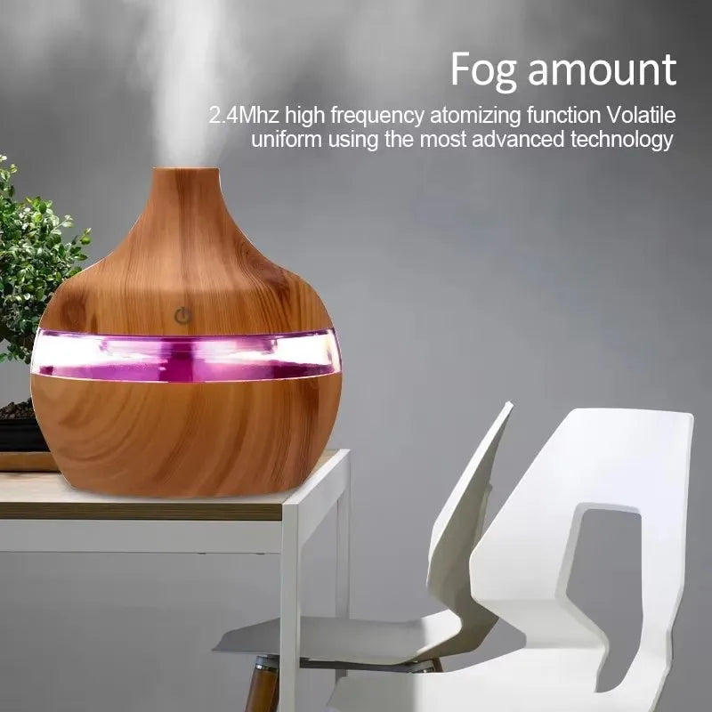 Difusor de Aromaterapia Ultrassonico com Controle Remoto — Umidificador e Luz LED 7 Cores
