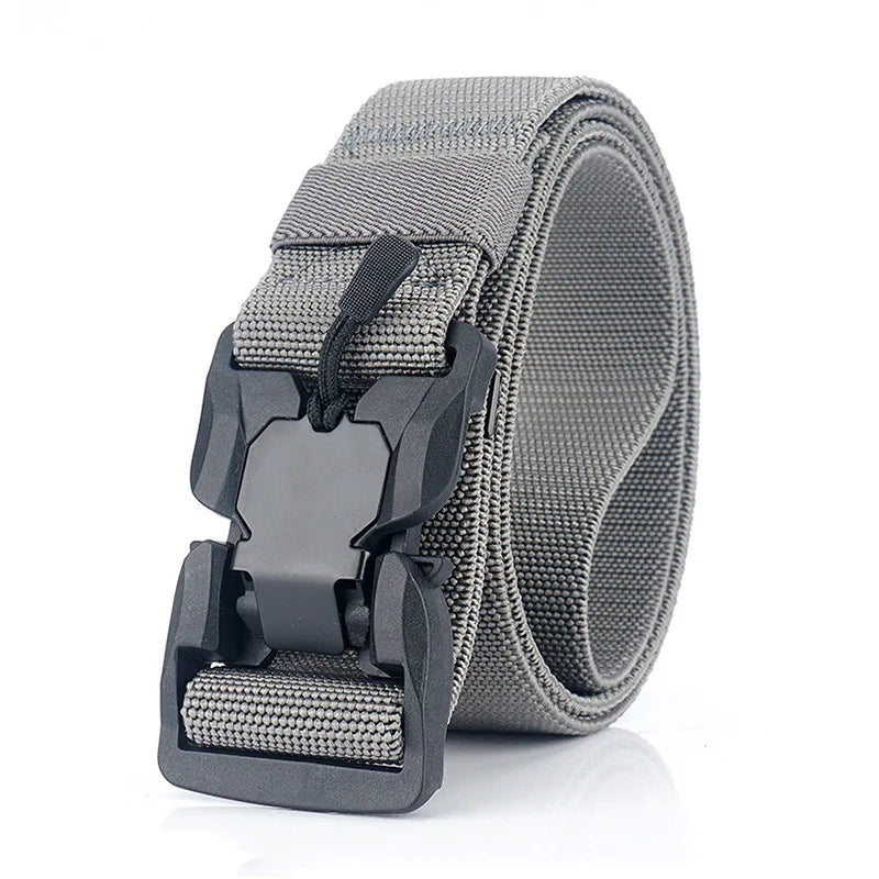 Cinto tático militar masculino, fivela magnética de liberação rápida, exército, caça ao ar livre, multifuncional, lona, cinto de cintura de nylon
