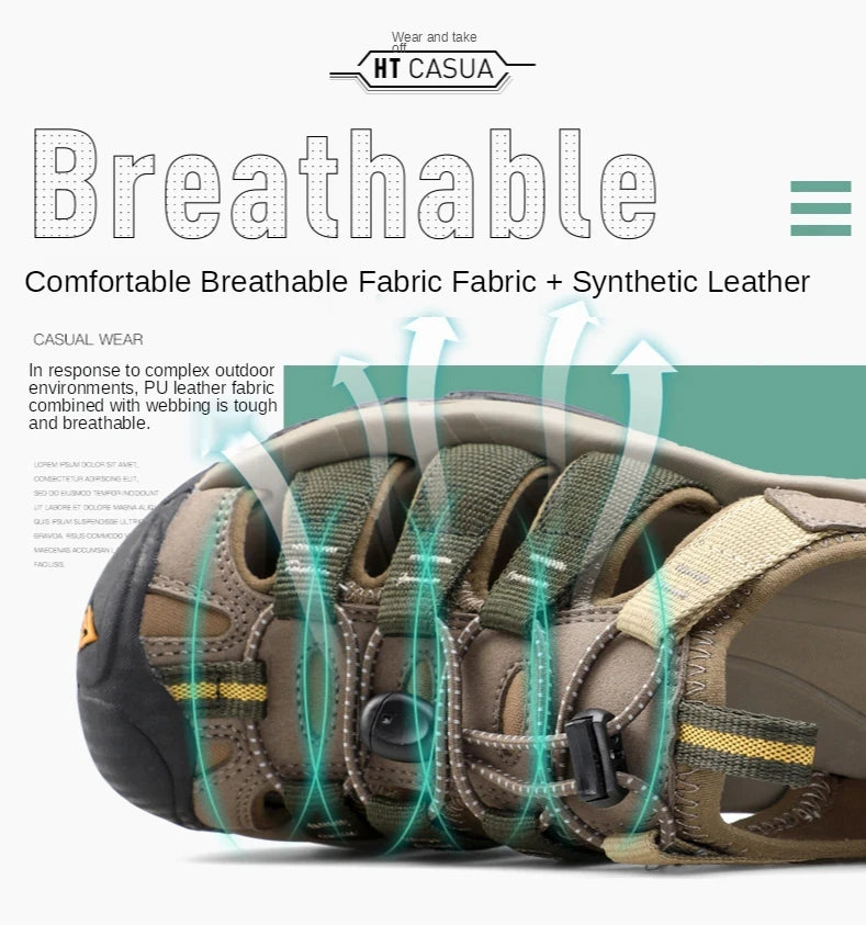 HUMTTO-Sandálias Outdoor Respiráveis para Homens, Sapatos de Caminhada, Sapatos de Água, Praia, Acampamento, Escalada, Aqua Sneaker, HT-710445A, Verão