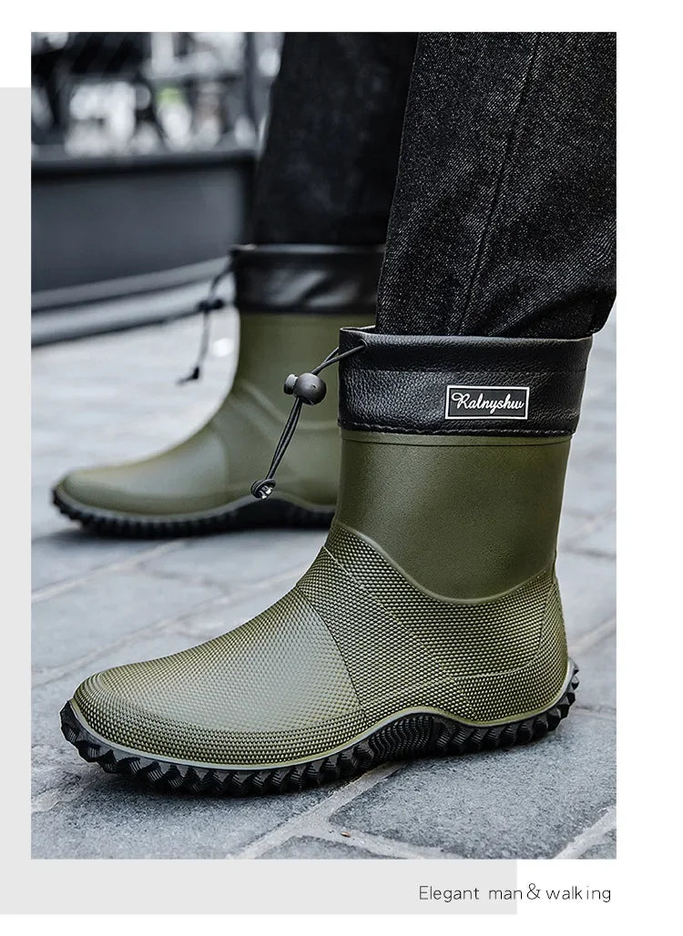 Botas de chuva curtas masculinas roupas de trabalho ao ar livre sapatos impermeáveis femininos de cano baixo leve antiderrapante botas de chuva de praia