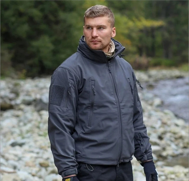 Outono inverno jaqueta de lã para homens casca macia tático impermeável casaco camuflado do exército airsoft roupas multicamadas blusões