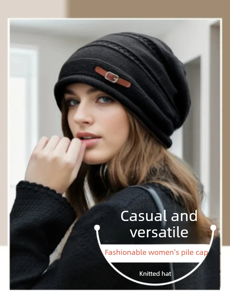 Gorro de Malha Feminino Quentinho — Forro de Pelúcias, Confortável e Estiloso para o Inverno