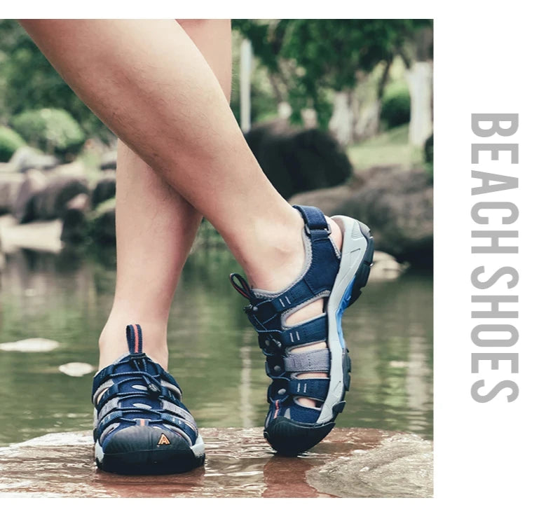 HUMTTO-Sandálias Outdoor Respiráveis para Homens, Sapatos de Caminhada, Sapatos de Água, Praia, Acampamento, Escalada, Aqua Sneaker, HT-710445A, Verão