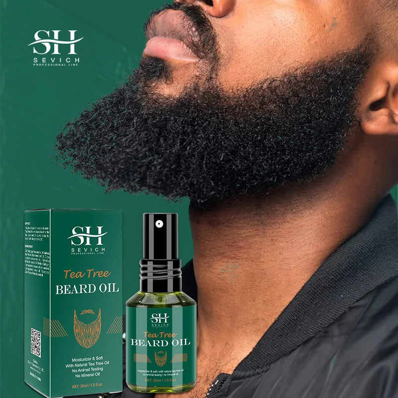 Kit de Crescimento de Barba com Árvore de Chá — Óleo Nutritivo, Hidratante e Anti-Queda Capilar