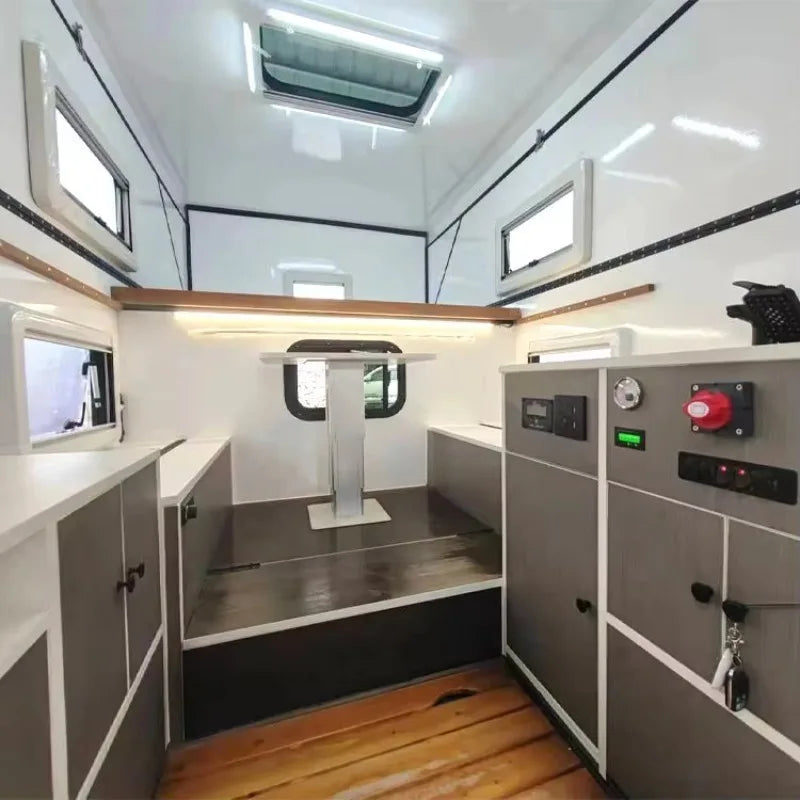Caminhão Campervan Pop-up - Tenda de Camping, Tenda Luxuosa Totalmente Equipada com Cama, Cozinha e Chuveiro, Perfeita para Viagens