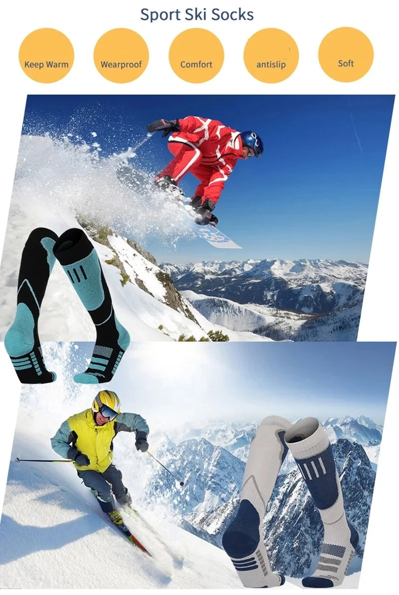 1 par de meias térmicas de lã merino das mulheres dos homens inverno longo quente meias de compressão para esqui caminhadas snowboard escalada esportes meias