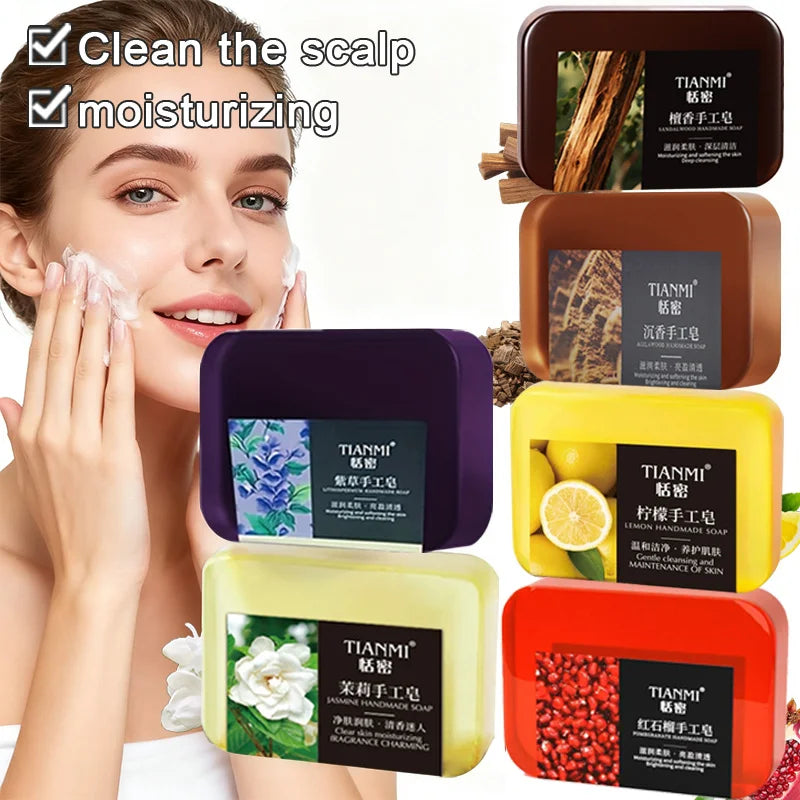 Kit com 6 Sabonetes Artesanais Perfumados — Limão, Jasmim, Sândalo e Outras Fragrâncias Florais