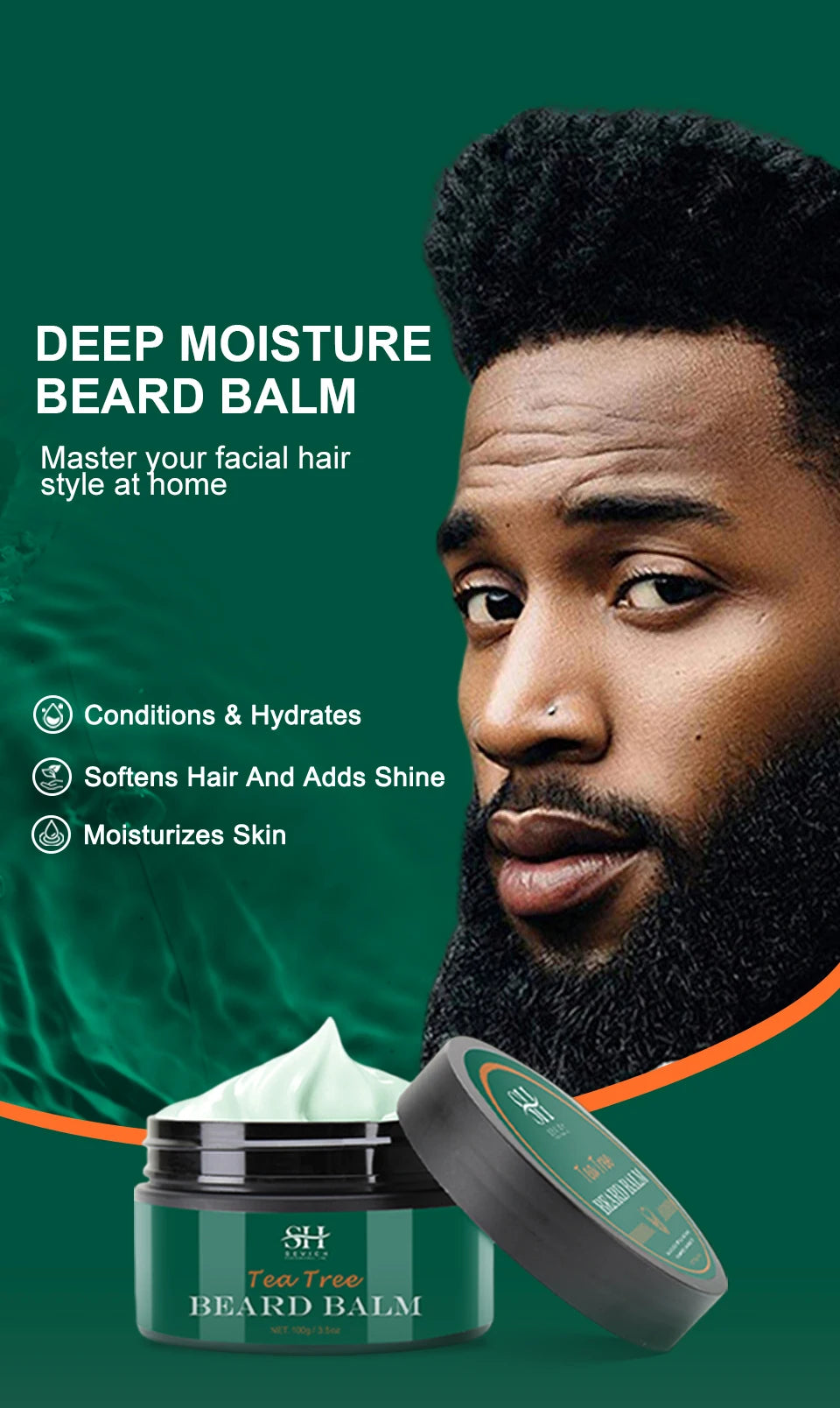 Kit de Crescimento de Barba com Árvore de Chá — Óleo Nutritivo, Hidratante e Anti-Queda Capilar