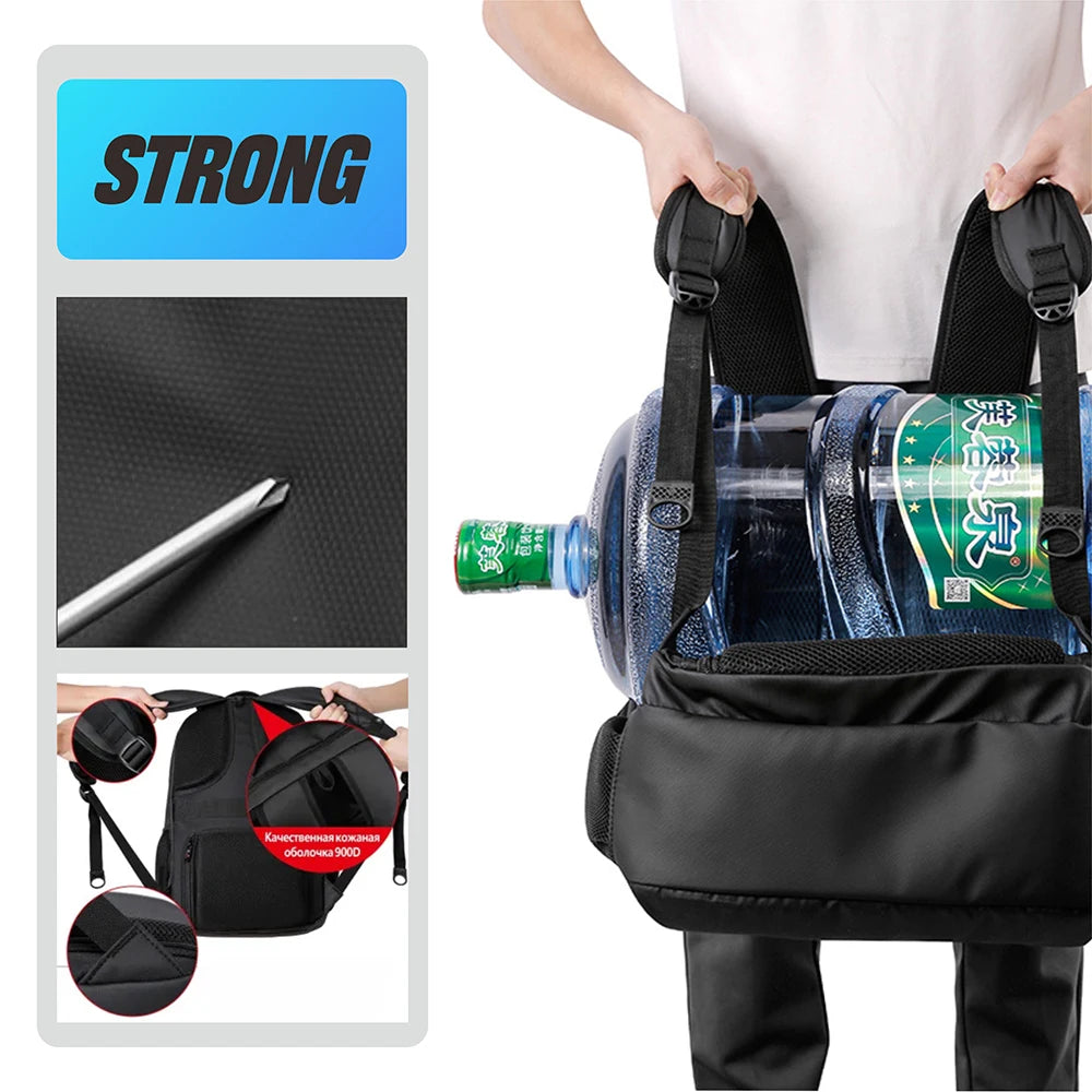 Mochila Masculina Antifurto Impermeável com USB — Grande Capacidade para Notebook 15,6" e 17,3"
