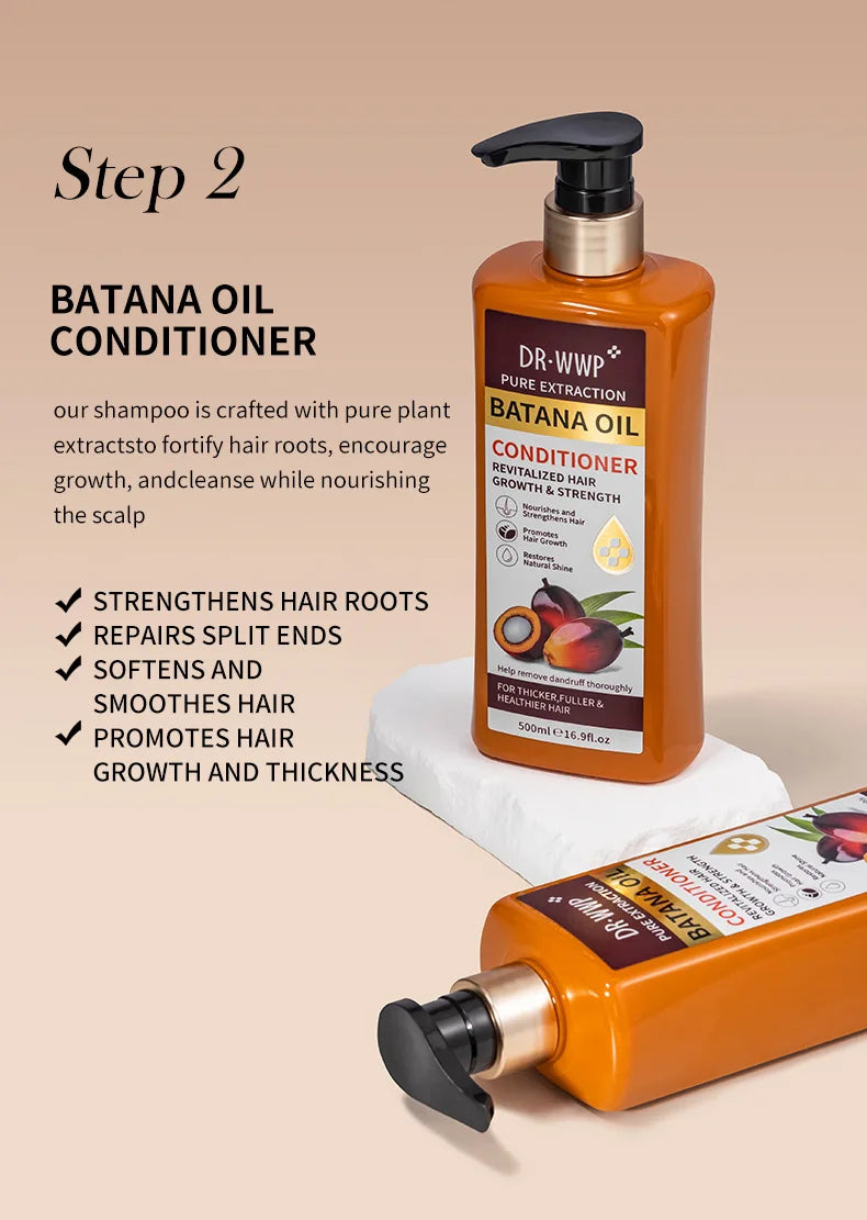 Kit Shampoo e Condicionador Batana Oil 500ml — Hidratante, Suavizante e Anti-Frizz para Cabelos