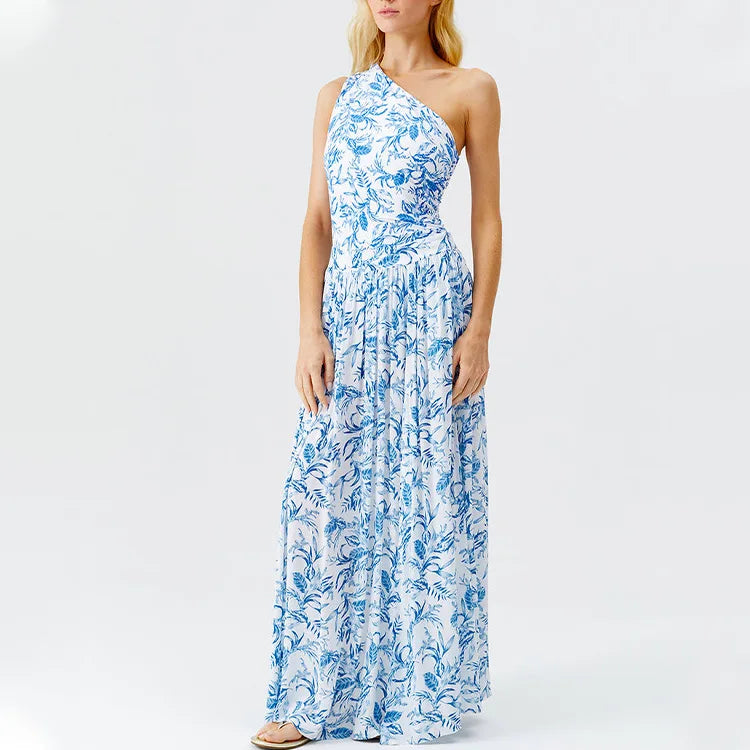 Maiô Floral Azul Elegante de Uma Peça — Estilo e Conforto para Mulheres
