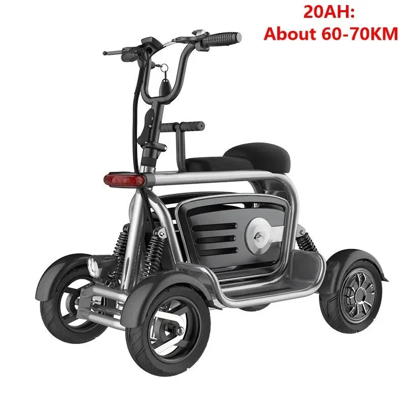 Scooter Elétrico para Mulheres com 4 Rodas e Motor Duplo, 800W 48V, Scooter de Mobilidade com Grande Cesto de Armazenamento e 2 Assentos