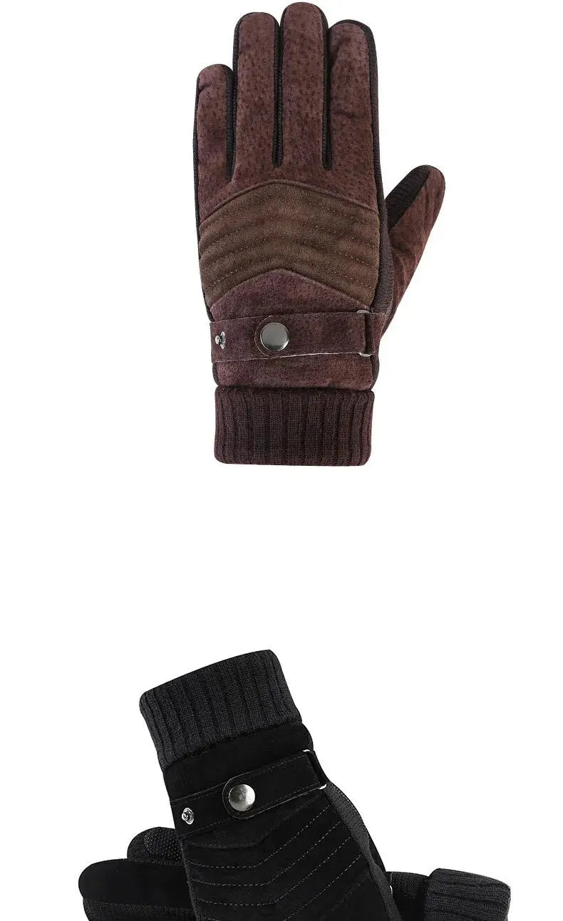 Luvas Inverno Ciclismo Motocicleta Windproof isolamento frio quente couro Touch Screen Anti-Slip pilha grossa dos homens