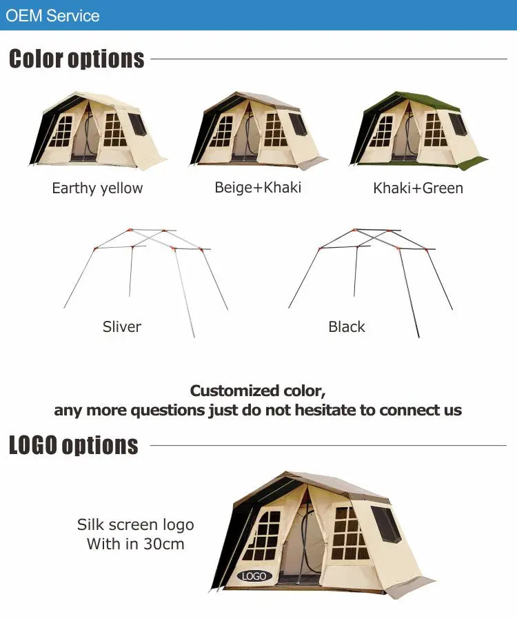 Exclusiva Tenda de Glamping Impermeável e Emocionante, Tenda de Lona para Acampamento ao Ar Livre e Aventura