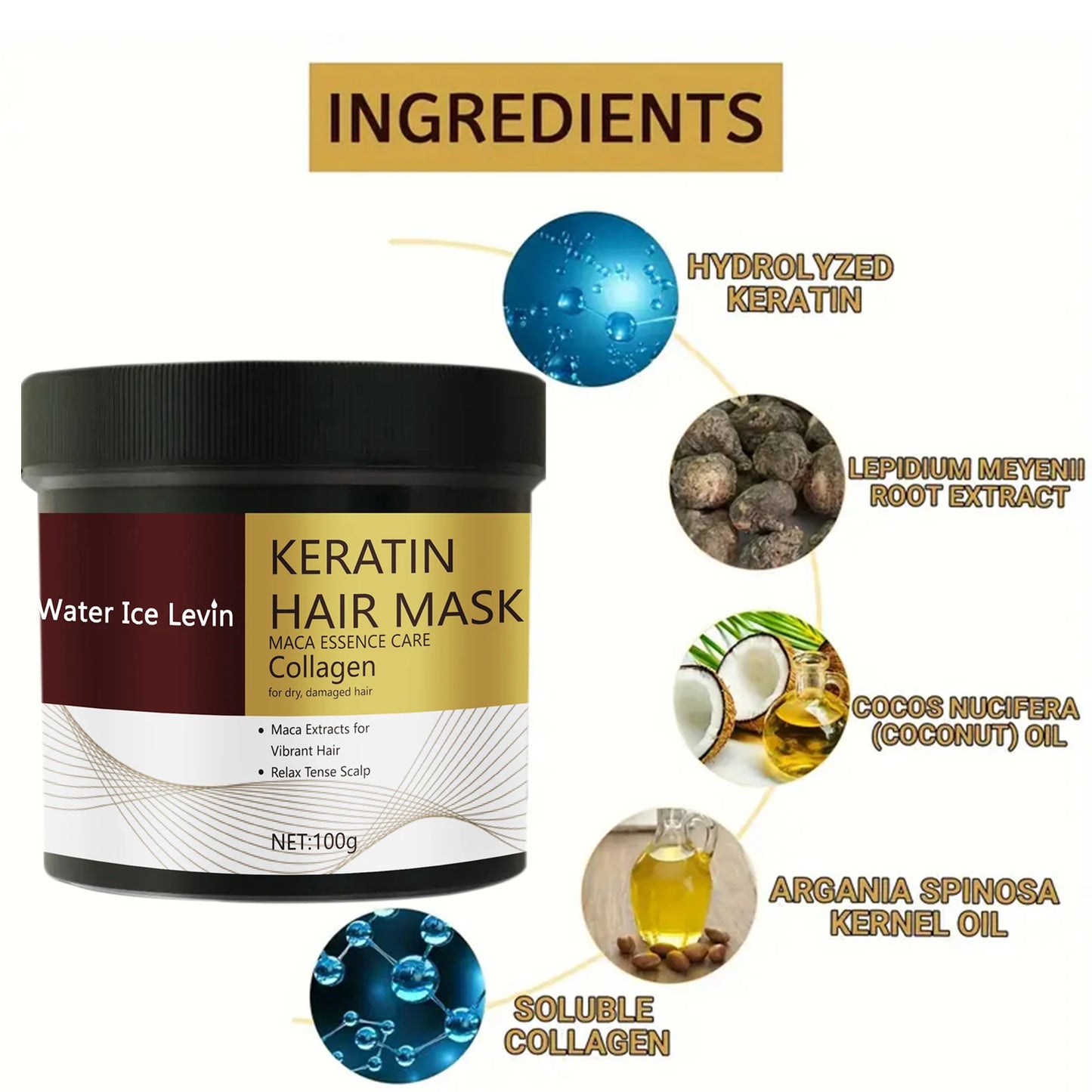 Máscara Capilar de Queratina com Óleo de Argan e Colágeno — Repara Cabelos Secos e Restaura o Brilho