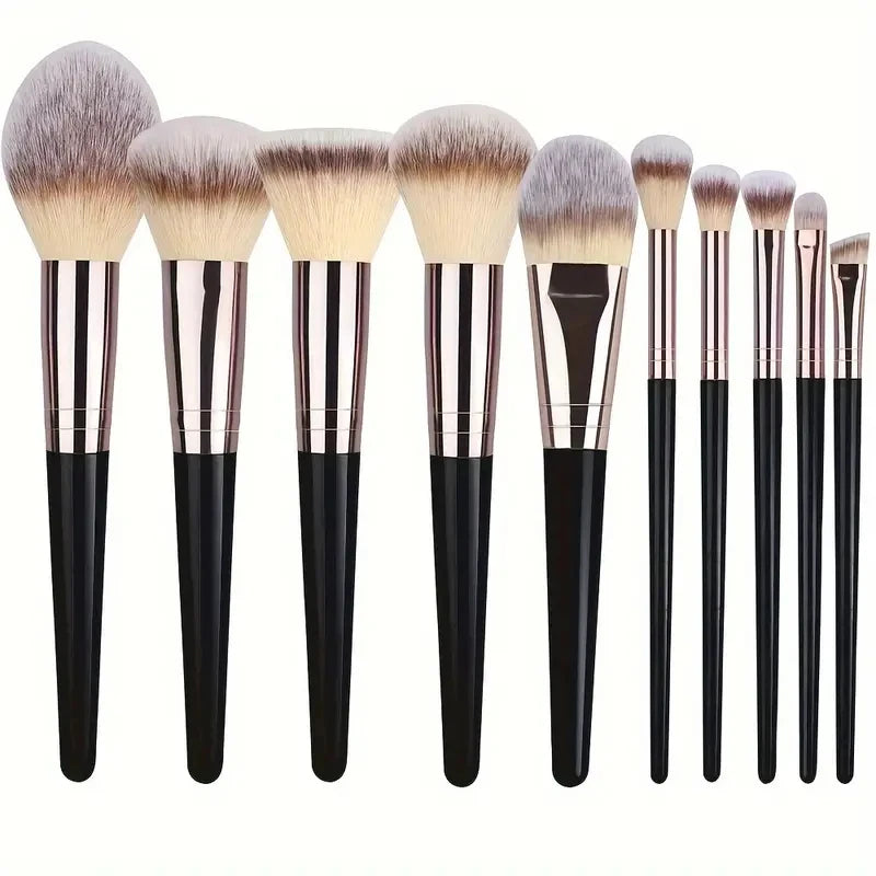 Conjunto de Pincéis de Maquiagem 10 a 20 Peças — Base, Pó, Sombra, Blush e Kabuki para Esfumar
