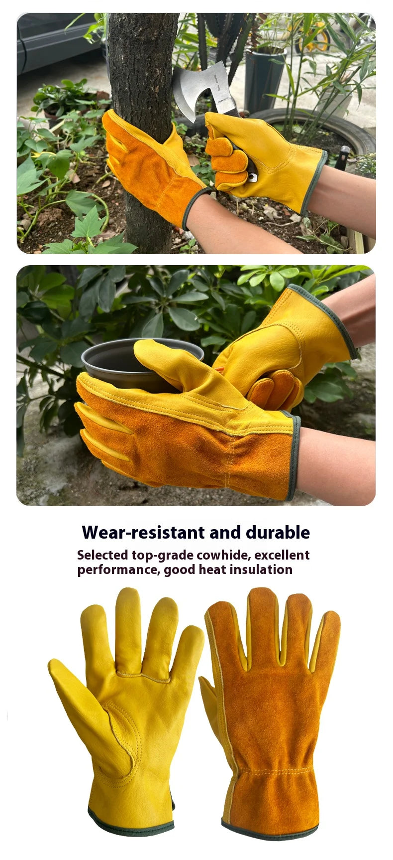 Luvas de acampamento, luvas com isolamento térmico, luvas resistentes ao desgaste e à facadas para jardinagem e montanhismo, luvas táticas,