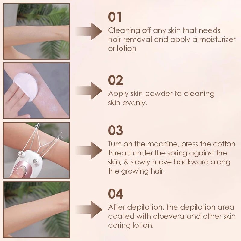 Epilador Elétrico de Fio Indolor Kemoko — Removedor de Pelos Facial e Corporal Recarregável
