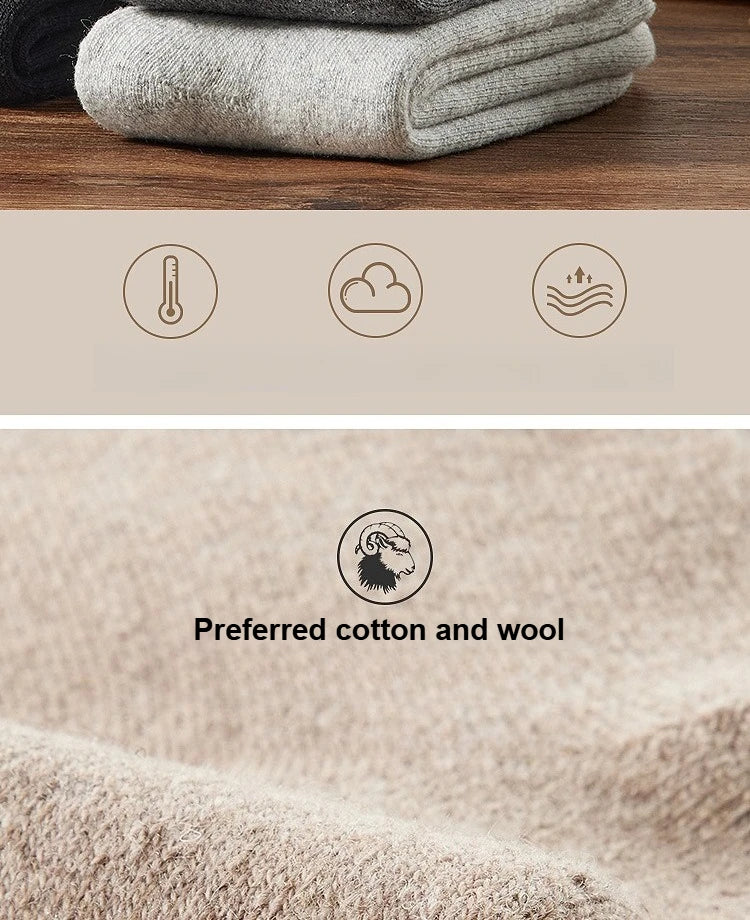Kit 5 Meias Térmicas de Lã Merino Quentinhas — Ideais para Caminhadas, Esqui e Inverno Extremo