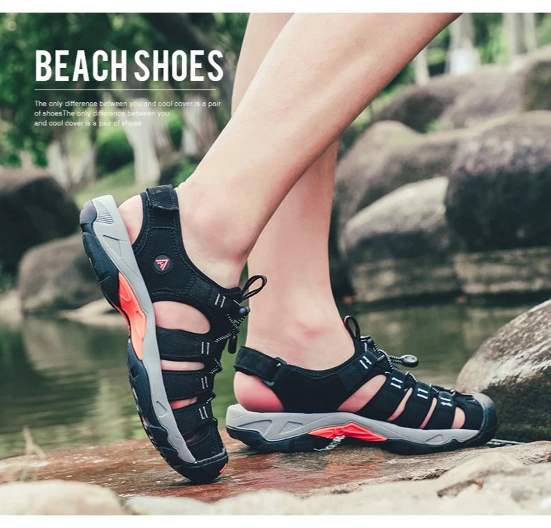 HUMTTO-Sandálias Outdoor Respiráveis para Homens, Sapatos de Caminhada, Sapatos de Água, Praia, Acampamento, Escalada, Aqua Sneaker, HT-710445A, Verão