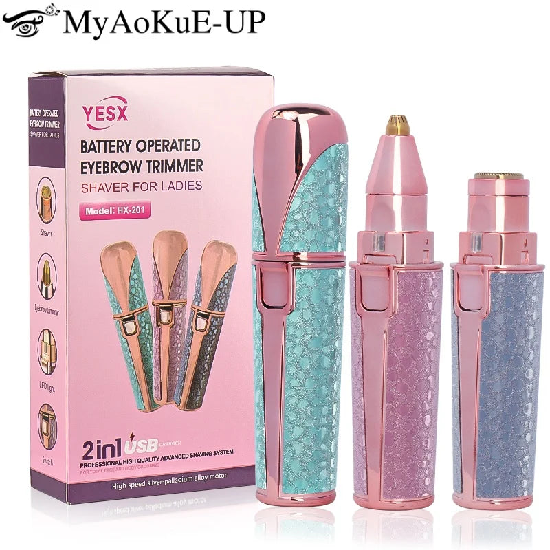 1 pçs usb elétrico sobrancelha trimmer depilador de pêlos faciais sobrancelha navalha corpo feminino indolor removedor de pêlos barbeador sobrancelhas profiler