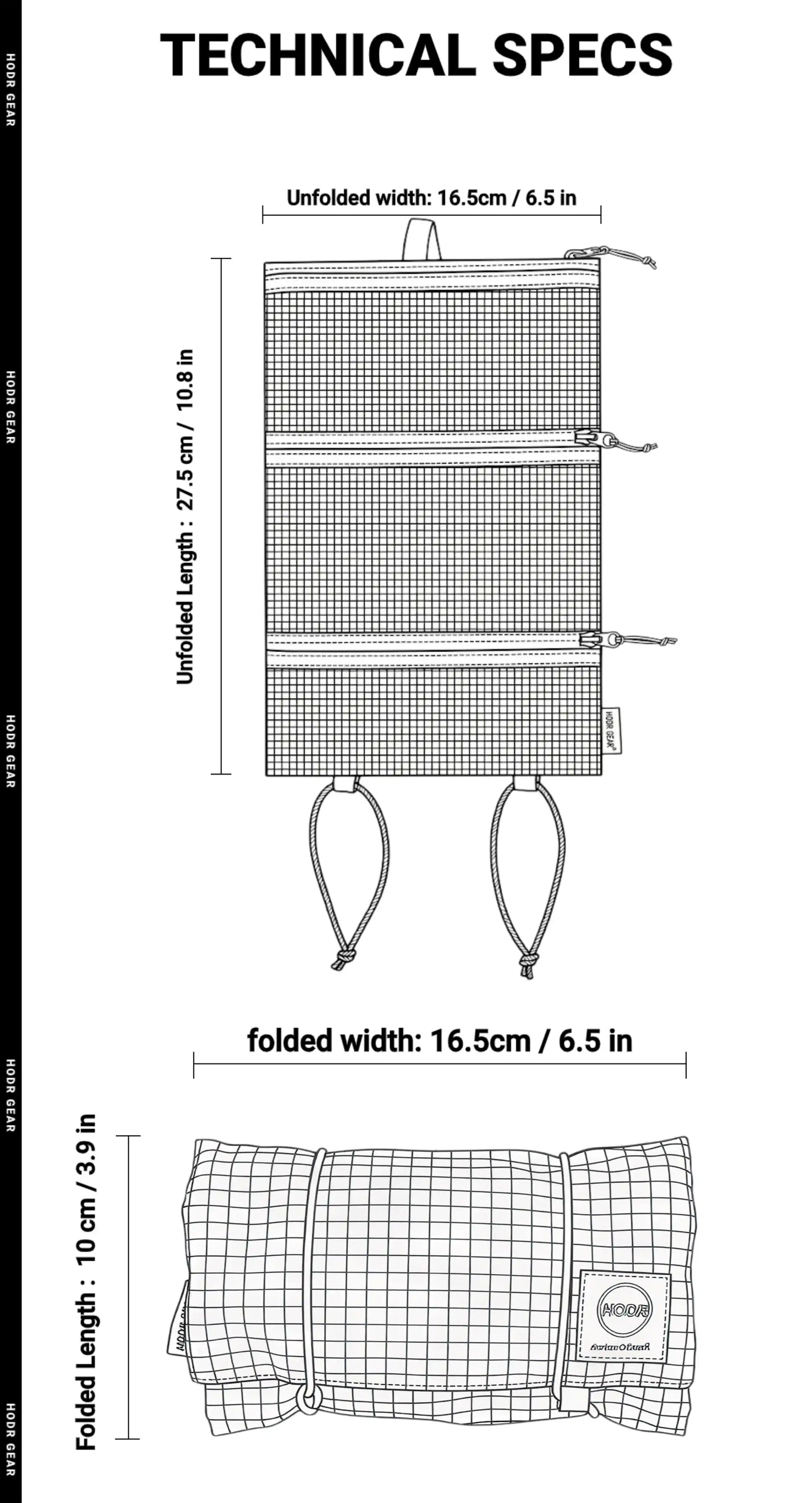 Organizador de produtos de higiene pessoal ultraleve HODRGEAR UHMWPE Gridstop |   Bolsa de malha enrolada de 35g |   Zíperes YKK |   Caminhadas e armazenamento EDC UL GEAR