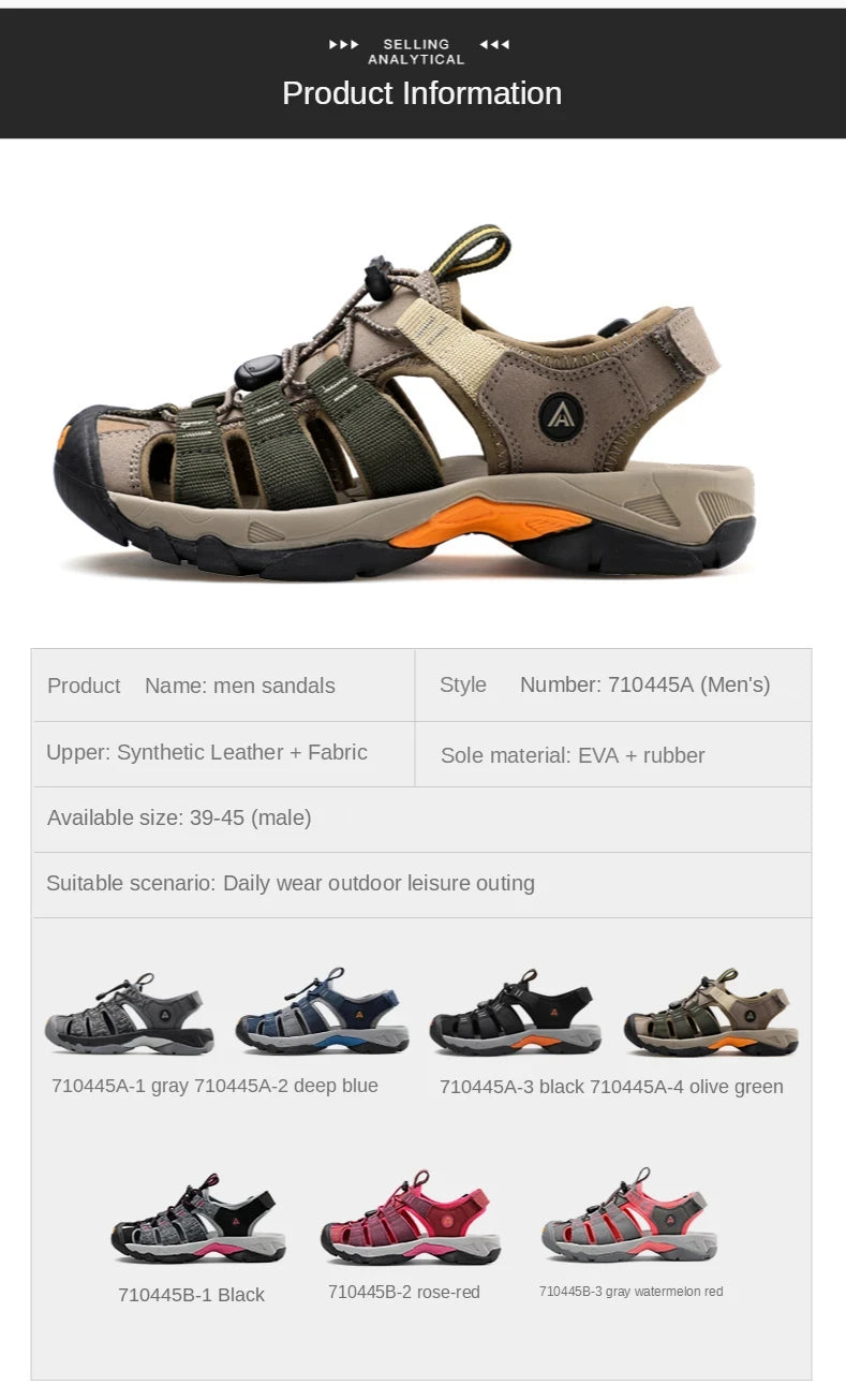 HUMTTO-Sandálias Outdoor Respiráveis para Homens, Sapatos de Caminhada, Sapatos de Água, Praia, Acampamento, Escalada, Aqua Sneaker, HT-710445A, Verão