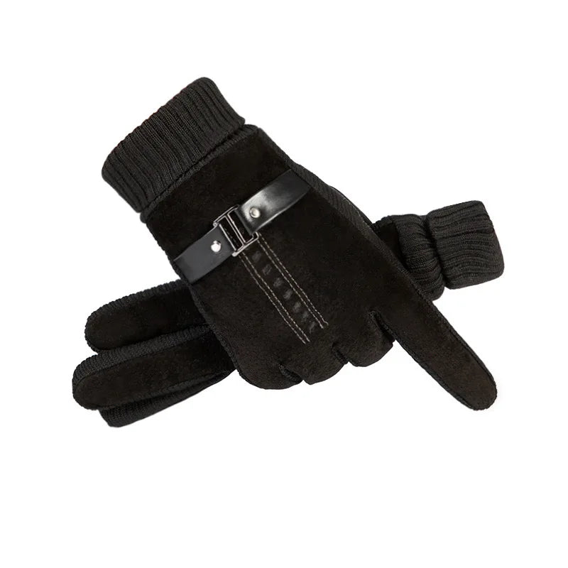Luvas Inverno Ciclismo Motocicleta Windproof isolamento frio quente couro Touch Screen Anti-Slip pilha grossa dos homens