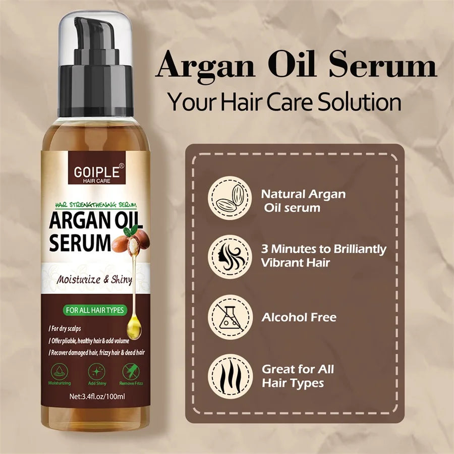 Sérum Capilar de Óleo de Argan Marroquino — Hidratante, Anti-Frizz e Reparador para Cabelos Danificados