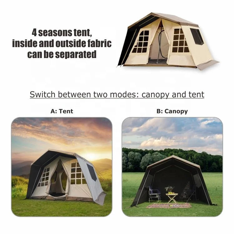 Exclusiva Tenda de Glamping Impermeável e Emocionante, Tenda de Lona para Acampamento ao Ar Livre e Aventura
