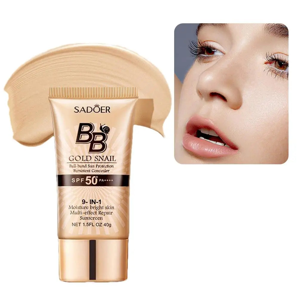 BB Cream Protetor Solar com Caracol Dourado — FPS 50+, Hidratante e Corretivo Facial 40g