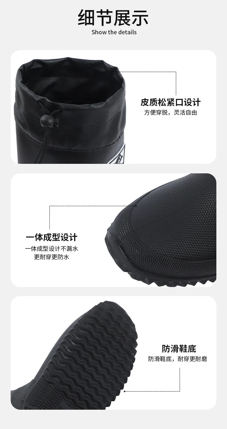 Botas de chuva para homens moda igh-top botas de chuva exterior usar tubo longo impermeável antiderrapante estilo casal botas de pesca ao ar livre