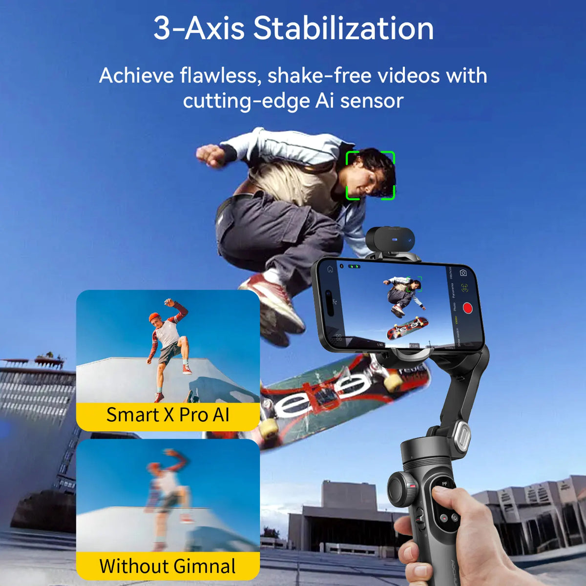 Estabilizador Gimbal 3 Eixos com Rastreamento Facial — iPhone e Android