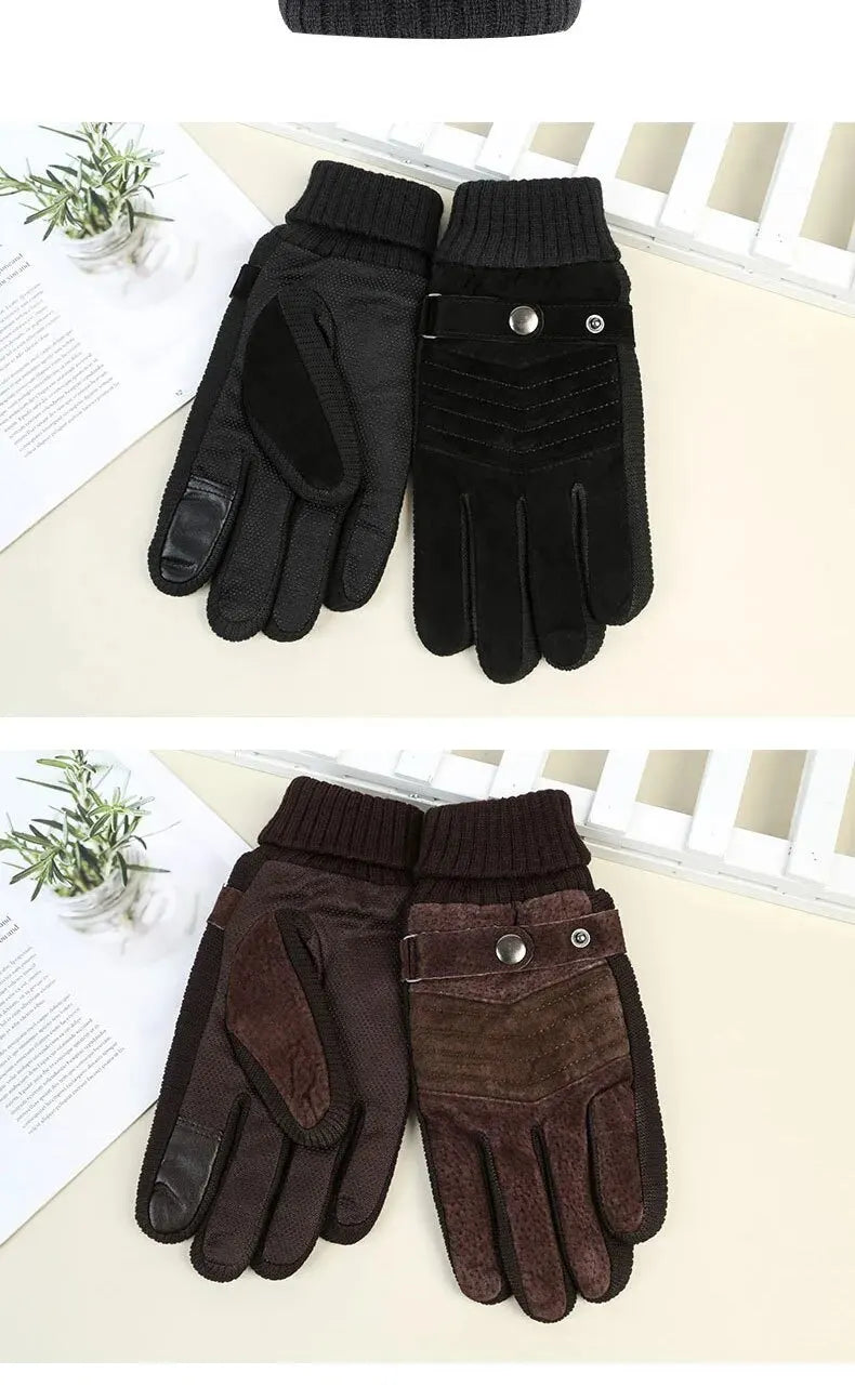 Luvas Inverno Ciclismo Motocicleta Windproof isolamento frio quente couro Touch Screen Anti-Slip pilha grossa dos homens