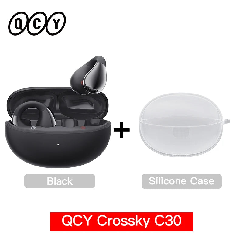 Fones de Ouvido Sem Fio QCY Crossky C30 — Bluetooth 5.4, Clip para Ouvido, 25h de Bateria, IPX4
