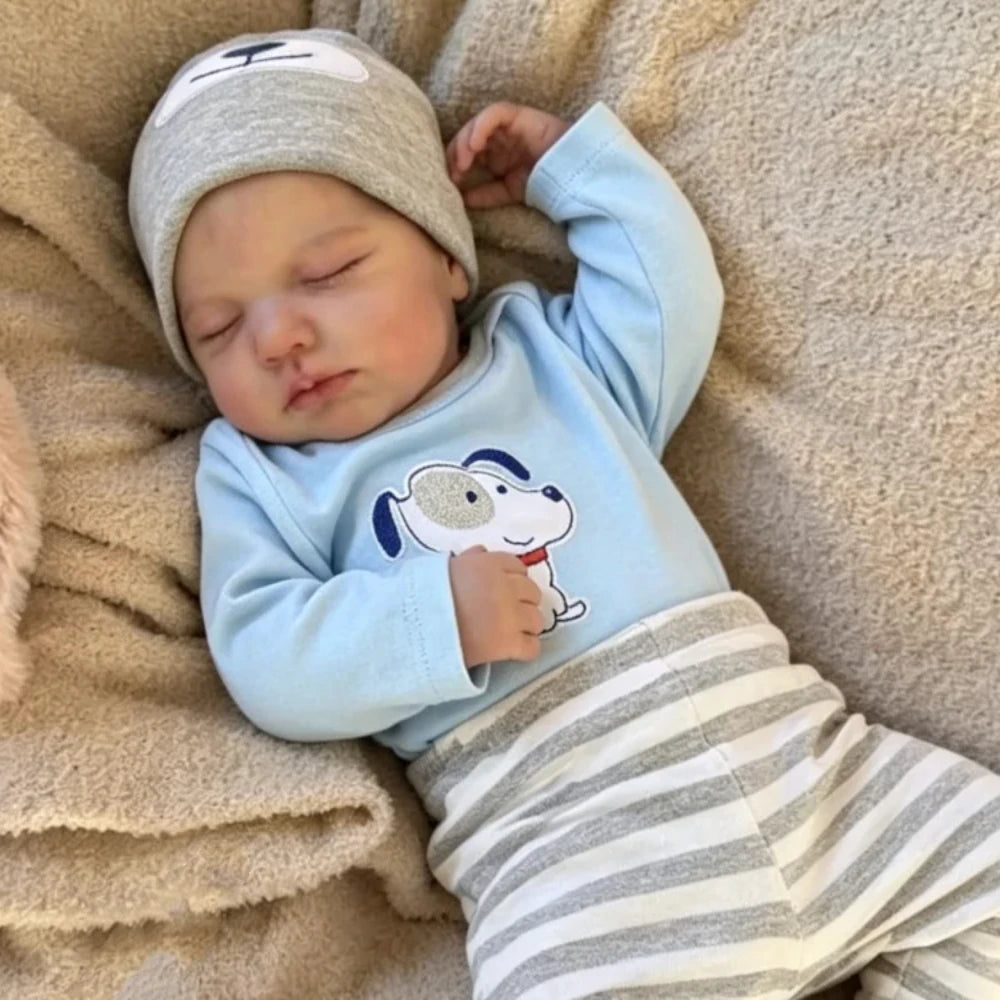 BZDOLL 48cm Lifelike Reborn Baby Doll 19 Inch Realistic 3D Skin Visible Veins Handmade Vinyl Limbs Cloth Body Newborn Toy Gift