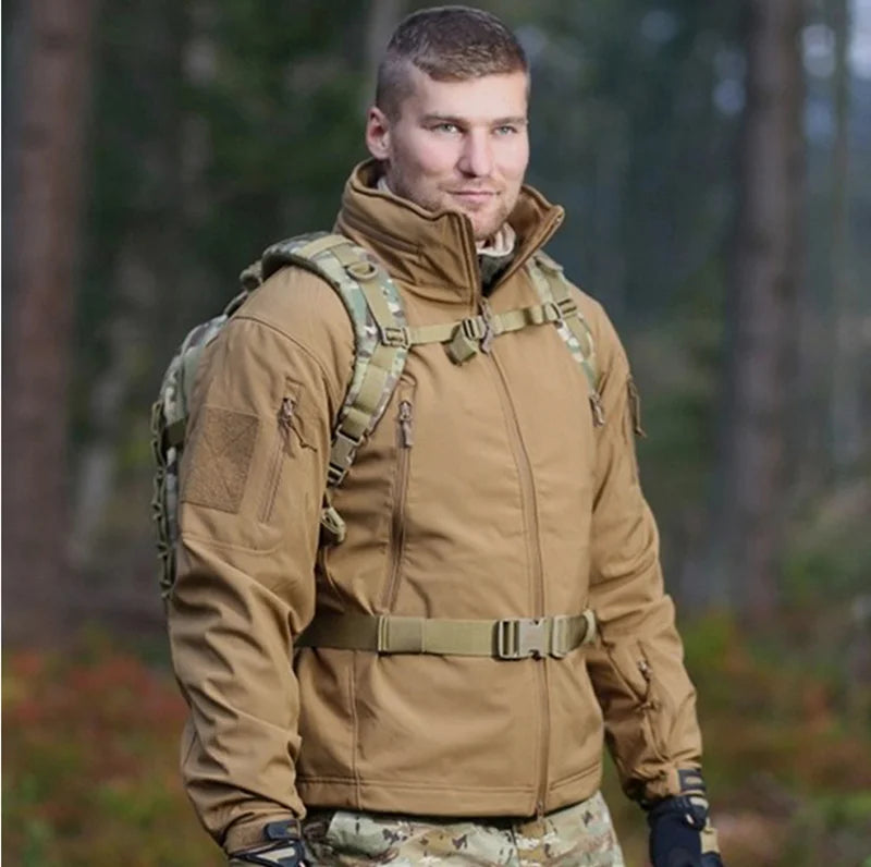 Outono inverno jaqueta de lã para homens casca macia tático impermeável casaco camuflado do exército airsoft roupas multicamadas blusões