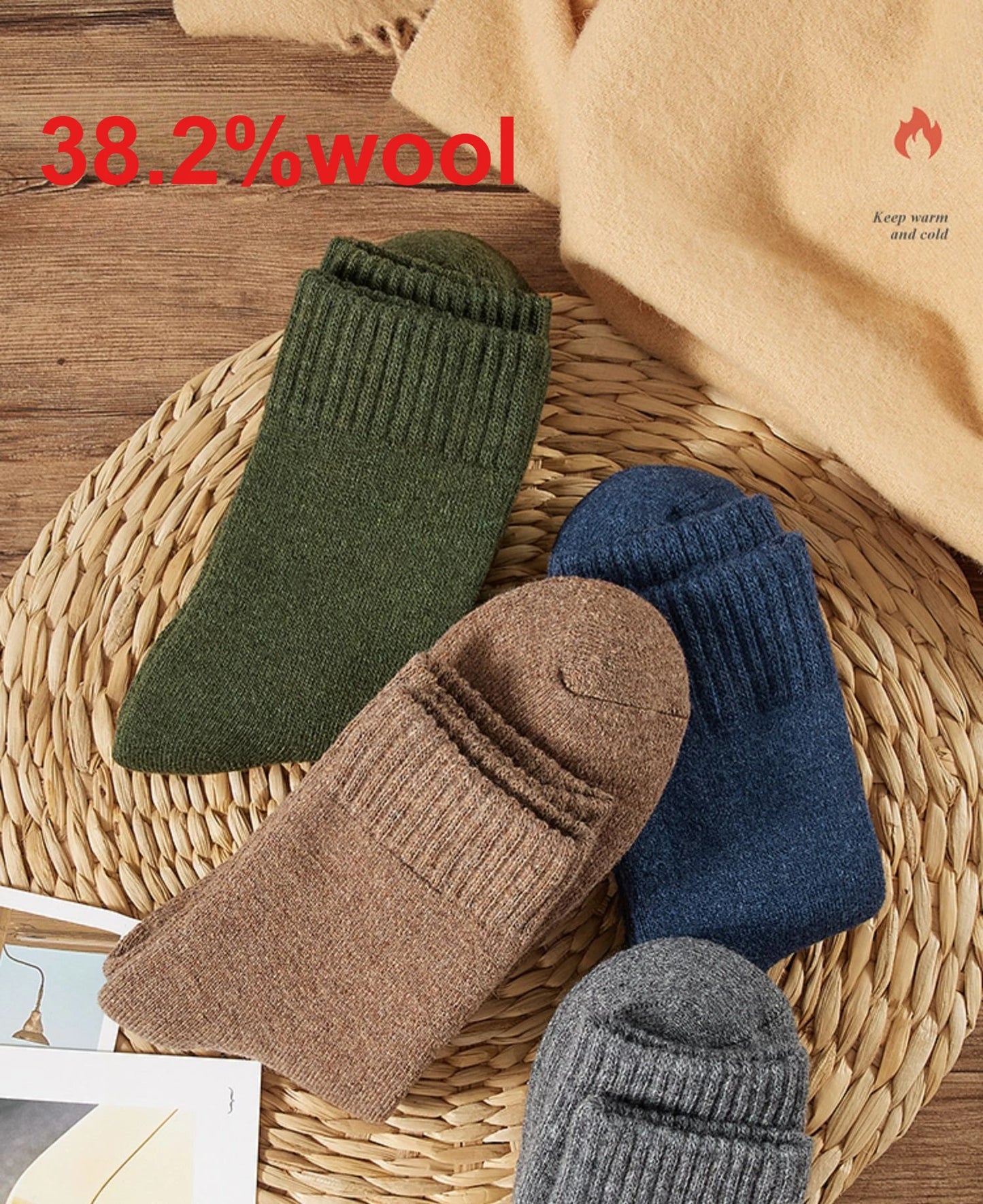 Kit 5 Meias Térmicas de Lã Merino Quentinhas — Ideais para Caminhadas, Esqui e Inverno Extremo