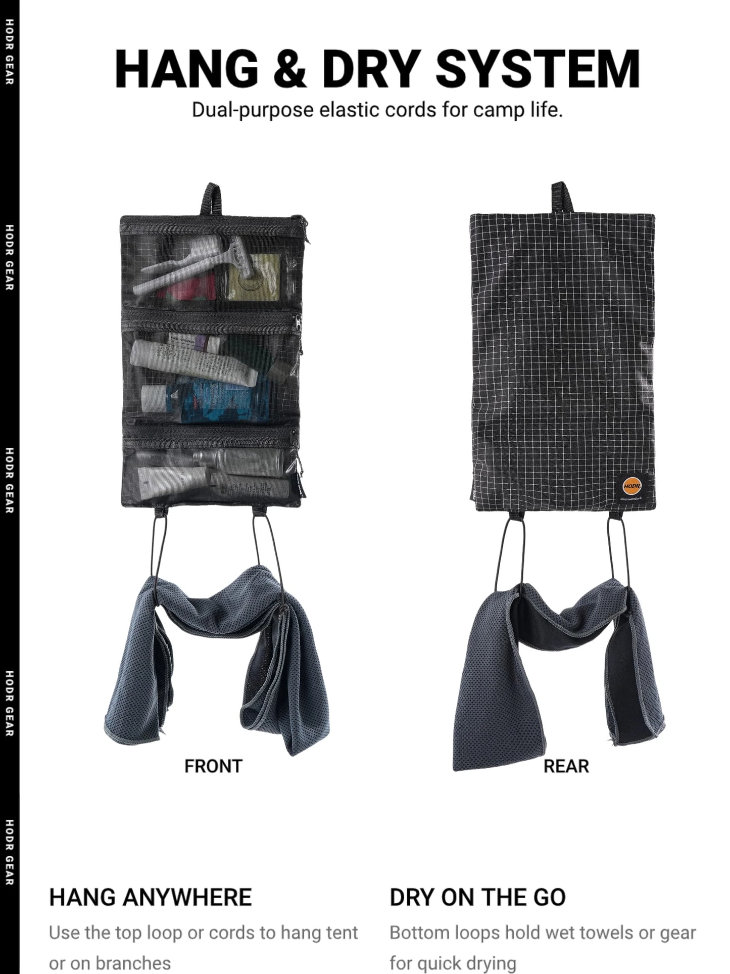 Organizador de produtos de higiene pessoal ultraleve HODRGEAR UHMWPE Gridstop |   Bolsa de malha enrolada de 35g |   Zíperes YKK |   Caminhadas e armazenamento EDC UL GEAR