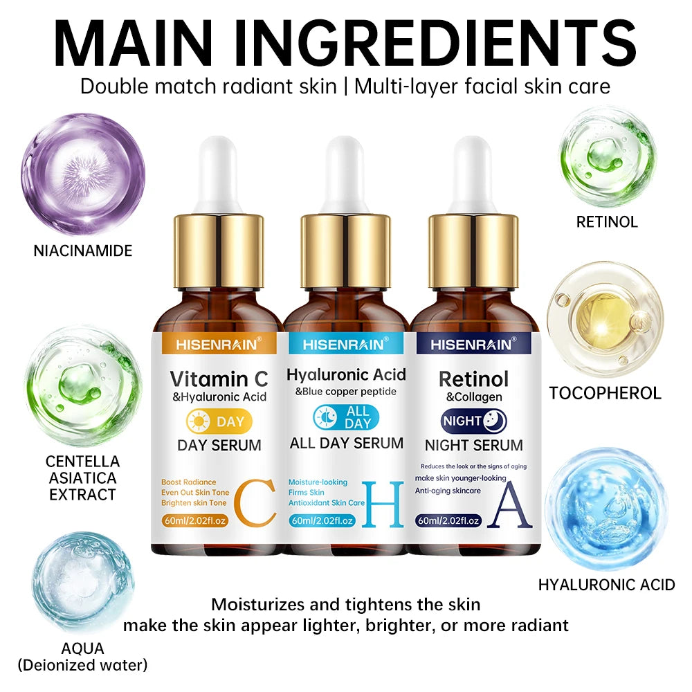 Duo Sérum Vitamina C + Retinol + Ácido Hialurônico — Antienvelhecimento e Hidratação Profunda