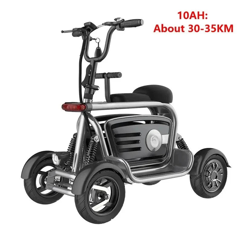 Scooter Elétrico para Mulheres com 4 Rodas e Motor Duplo, 800W 48V, Scooter de Mobilidade com Grande Cesto de Armazenamento e 2 Assentos