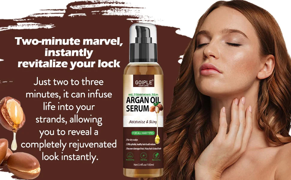 Sérum Capilar de Óleo de Argan Marroquino — Hidratante, Anti-Frizz e Reparador para Cabelos Danificados