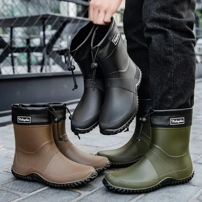 Botas de chuva curtas masculinas roupas de trabalho ao ar livre sapatos impermeáveis femininos de cano baixo leve antiderrapante botas de chuva de praia