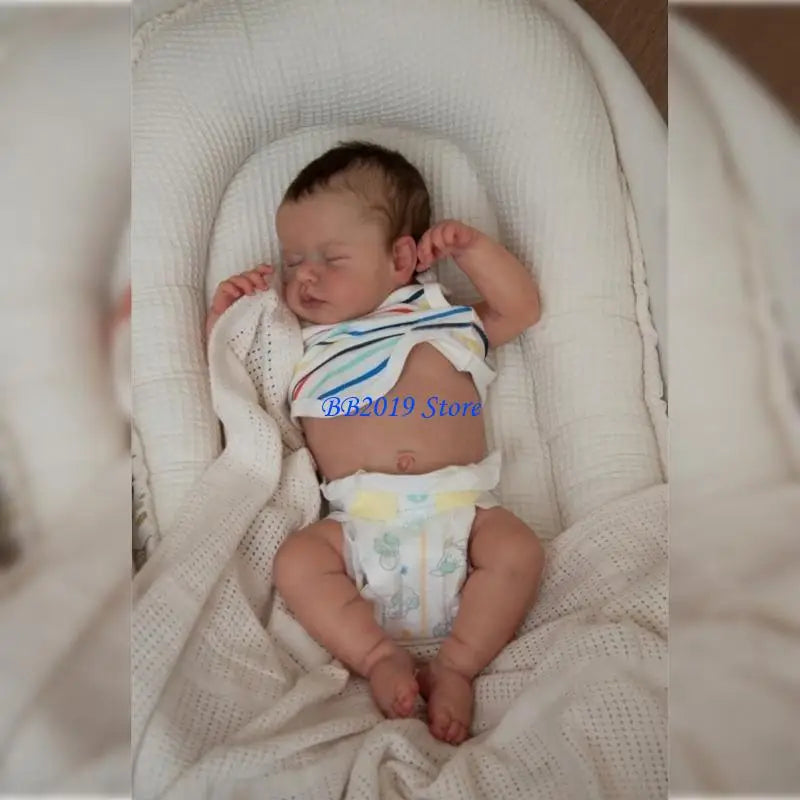 Boneca Reborn Q0KB Sofisticada — Pele Branca Delicada, Olhos Fechados e Acabamento Realista