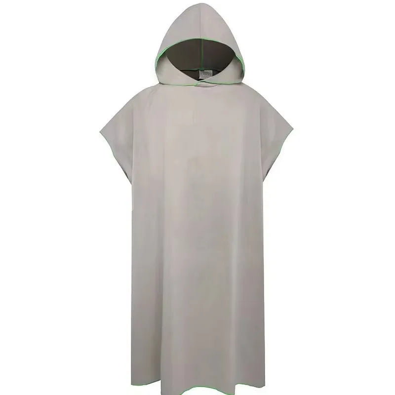 Toalha de Banho de Microfibra com Capuz para Adultos, Toalha de Praia de Secagem Rápida e Absorvente, Robe Vestível com Mangas