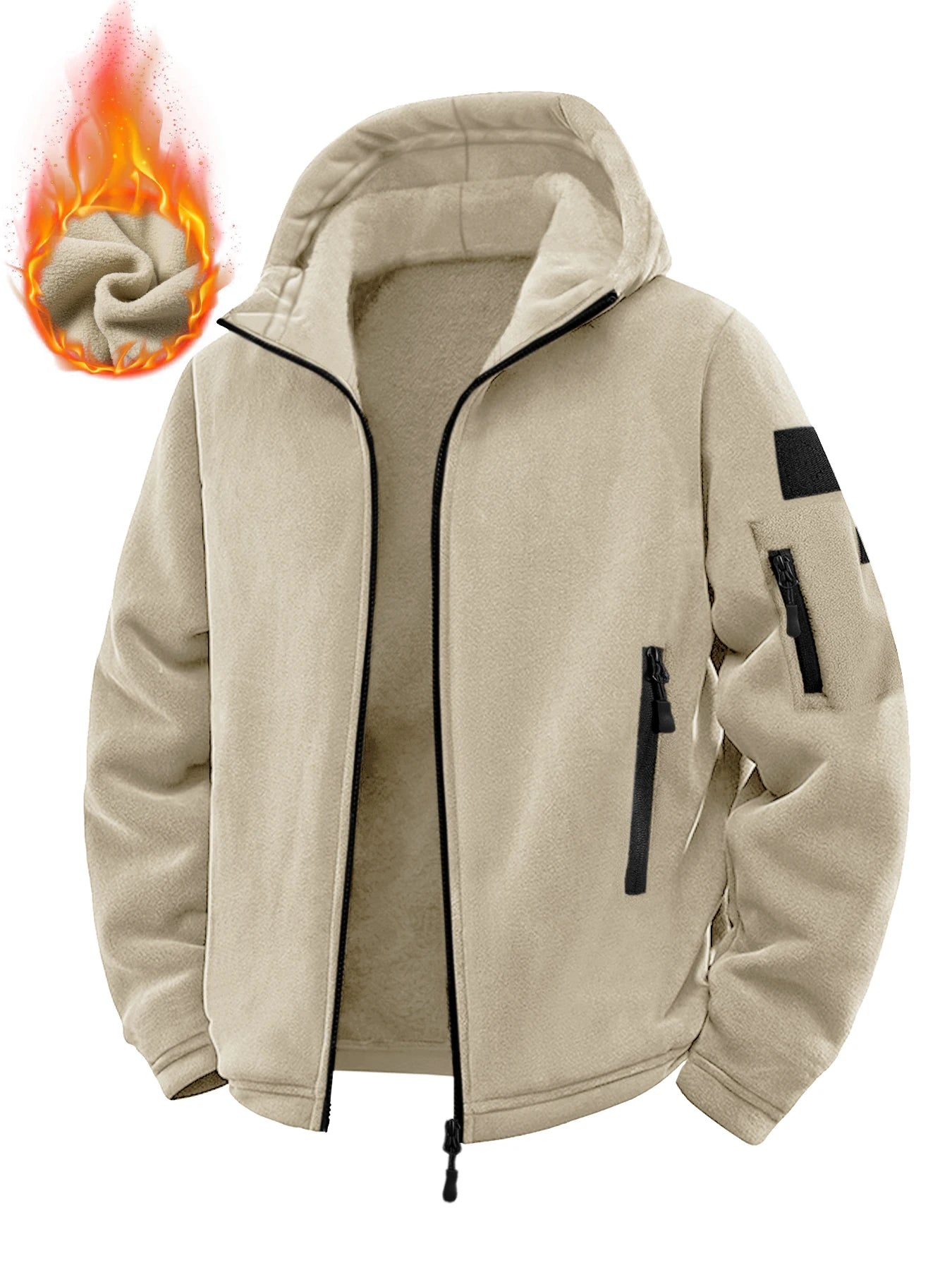 Jaqueta tática masculina outono inverno engrossado quente com capuz casacos esportes ao ar livre completo zip up hoodies caminhadas outwear