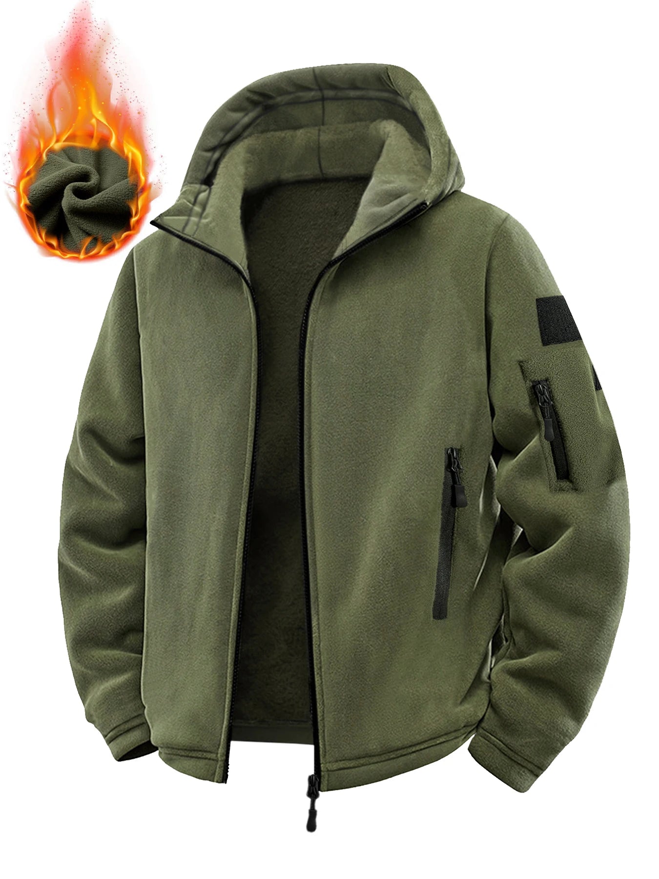 Jaqueta tática masculina outono inverno engrossado quente com capuz casacos esportes ao ar livre completo zip up hoodies caminhadas outwear