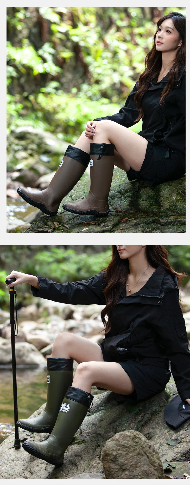 Botas de chuva para homens moda igh-top botas de chuva exterior usar tubo longo impermeável antiderrapante estilo casal botas de pesca ao ar livre