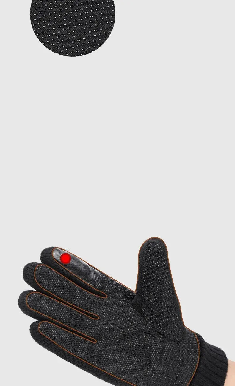 Luvas Inverno Ciclismo Motocicleta Windproof isolamento frio quente couro Touch Screen Anti-Slip pilha grossa dos homens