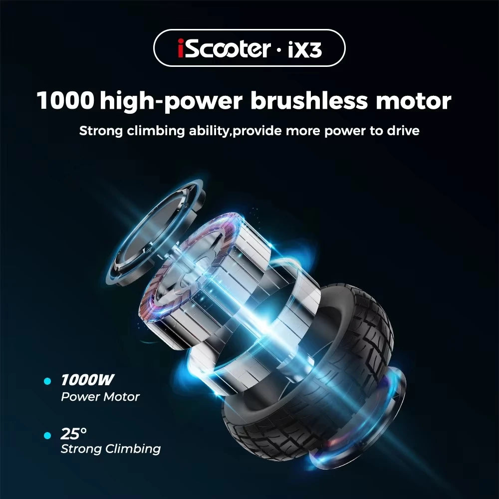 Scooter Elétrico iScooter iX3 1000W 40km/h para Adultos com Pneus Off-Road de 10 Polegadas, Scooter Elétrico com Bateria de 10Ah e APP